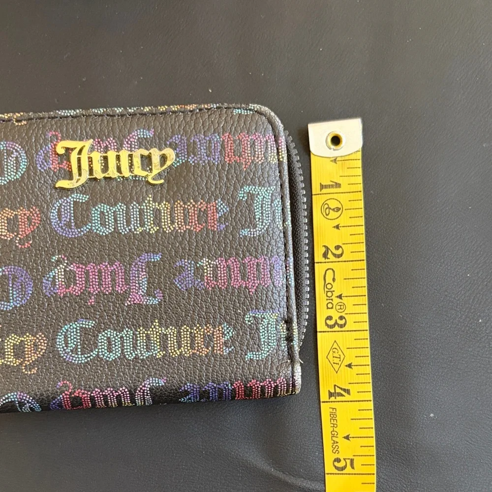 Juicy Couture Y2K Rainbow Logo Zip Around Wallet Coin Purse Black